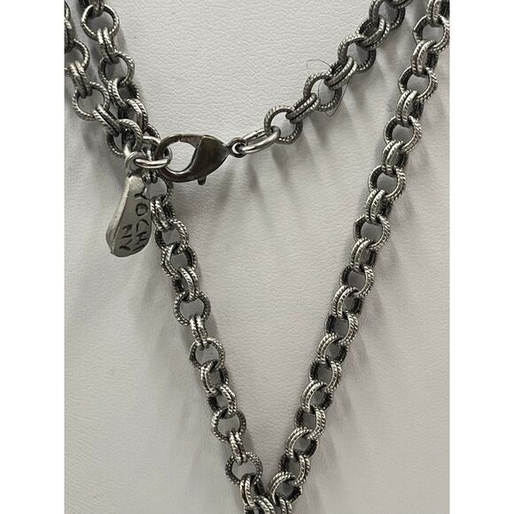 YOCHI NY Designer Turquoise Blue Round Large Round Cabochon Pendant Necklace 36” - Picture 9 of 9